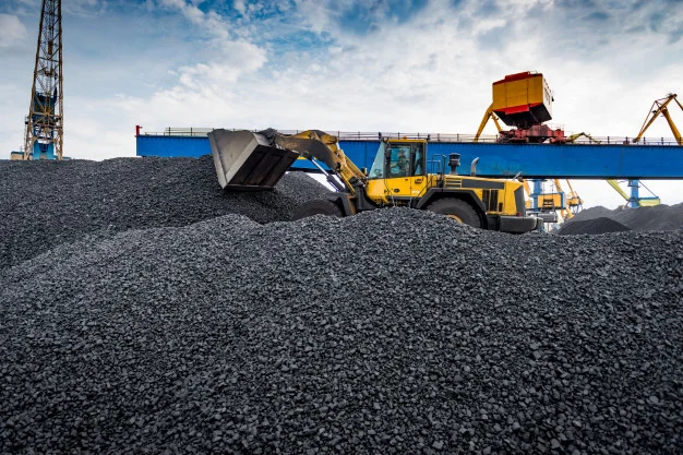 Coal transshipment terminal at a port