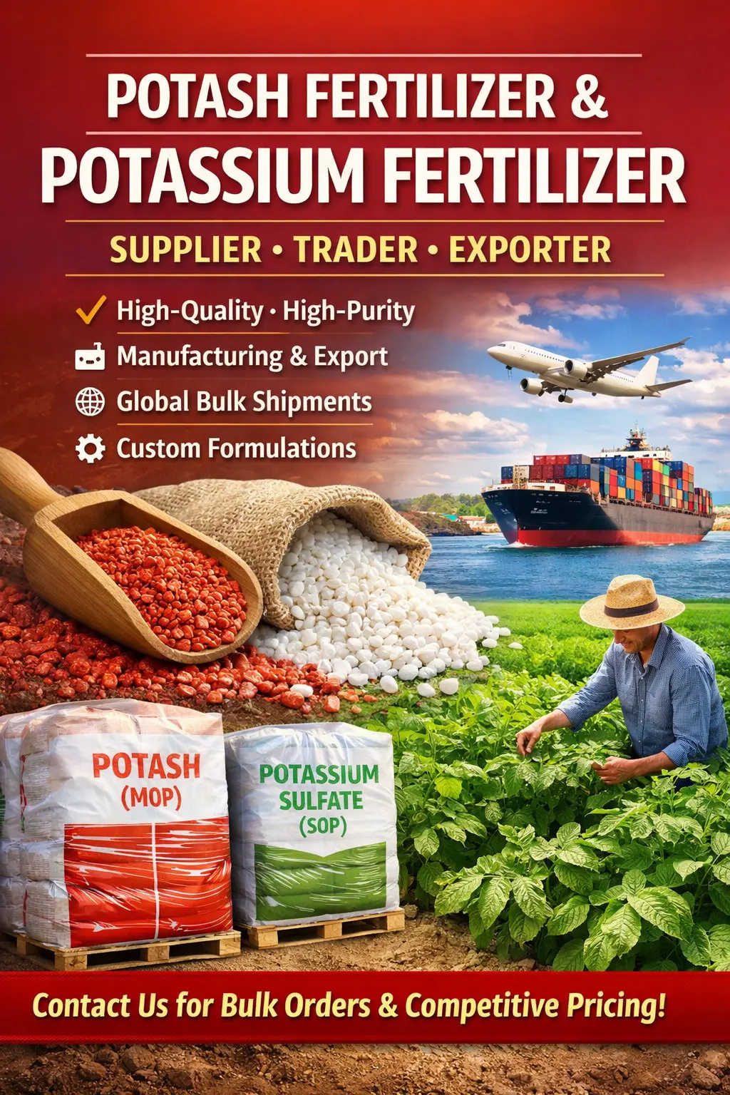 Potash Fertilizer & Potassium Fertilizer Supplier, Trader & Exporter
